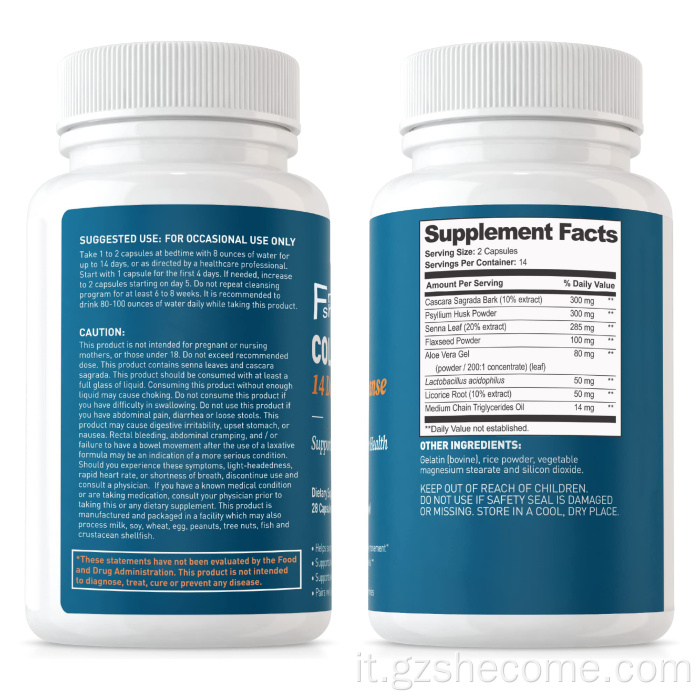 Colon pulizia digestione intestino tratto prebiotici capsule